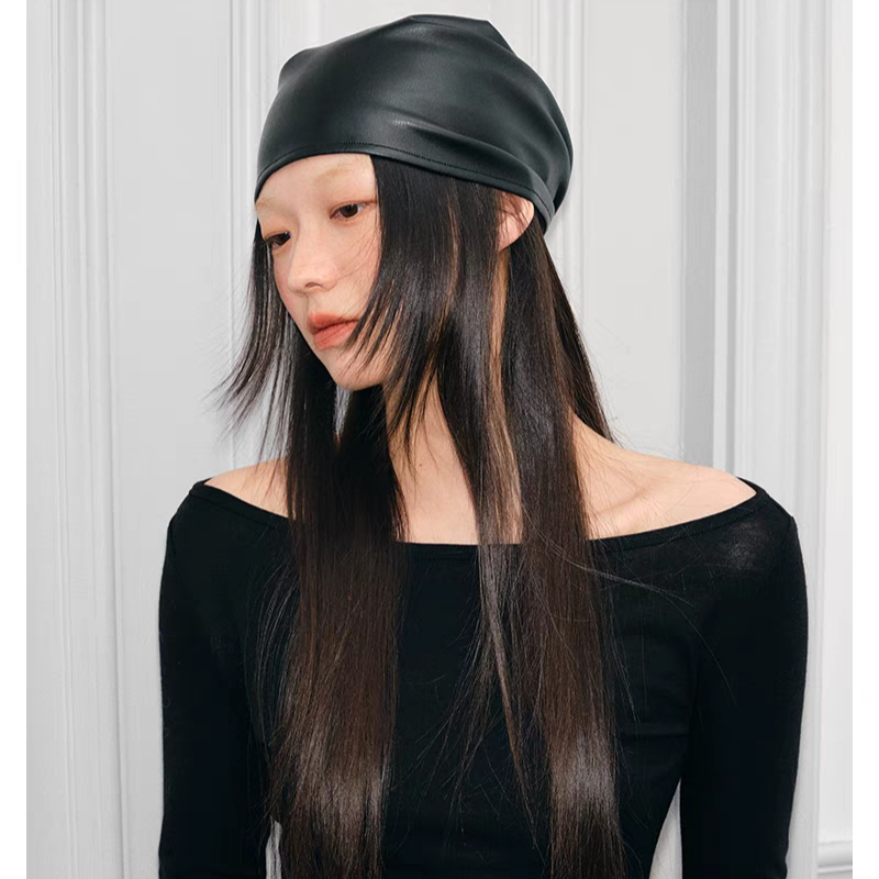 Foulard rétro épicé en cuir PU pour femmes, chapeau carré d'été Y2k, foulard Hip-hop, série coréenne, bandeau polyvalent pour cheveux