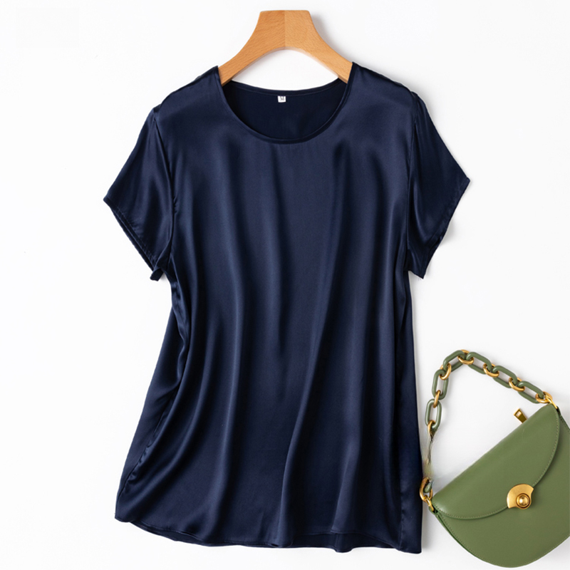 100% soie de mûrier 19 Momme Charmeuse soie femmes débardeur T-shirt à manches courtes chemise Blouse couleurs unies été M L XL AA4270