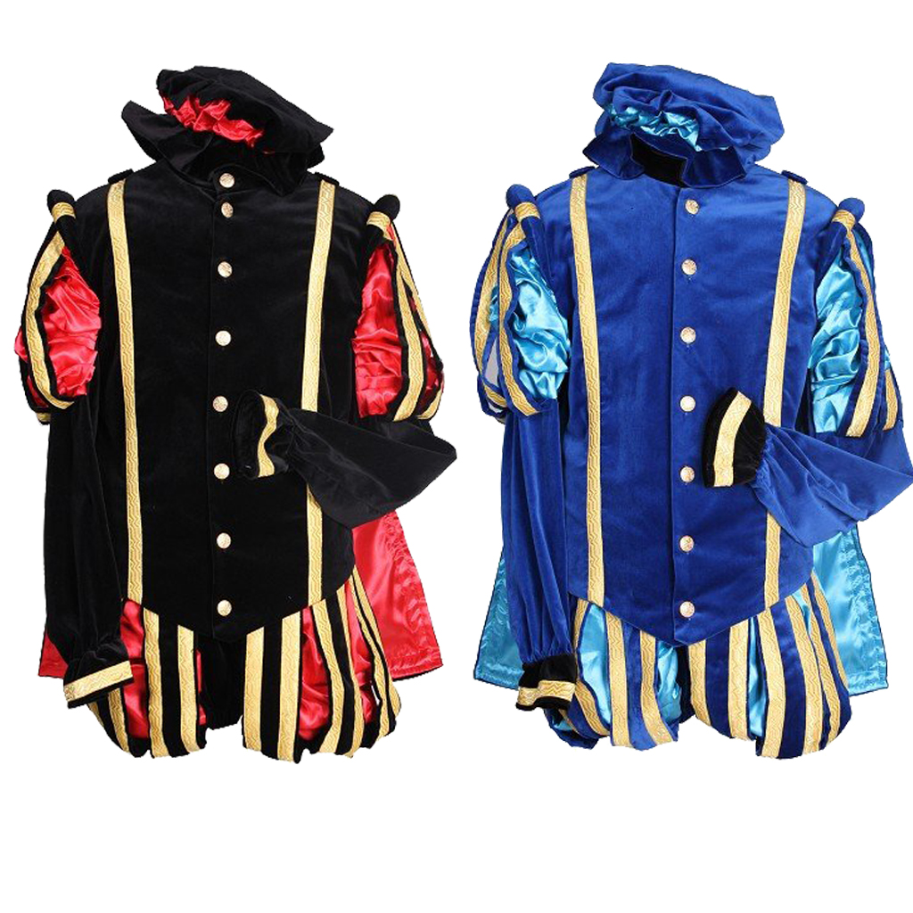 Costume de Cosplay Élisabéthain Tudor pour Homme, Tenues Bleues et Rouges avec Chapeau Everak, Uniforme de Prince Tudor, Ensemble Complet sur Mesure