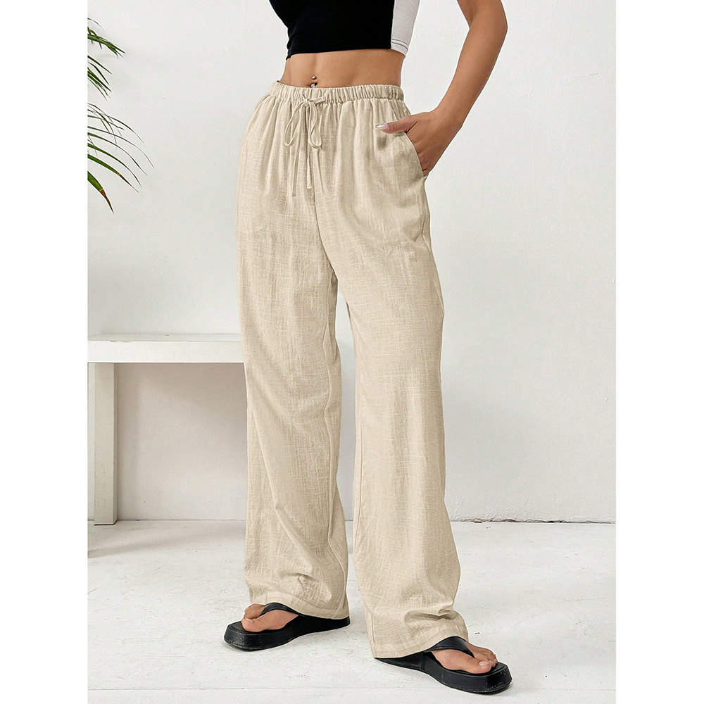 Pantalon décontracté élégant pour femme, collection été 2026, style Harajuku, coupe large et ample, taille élastique, pantalon de jogging blanc