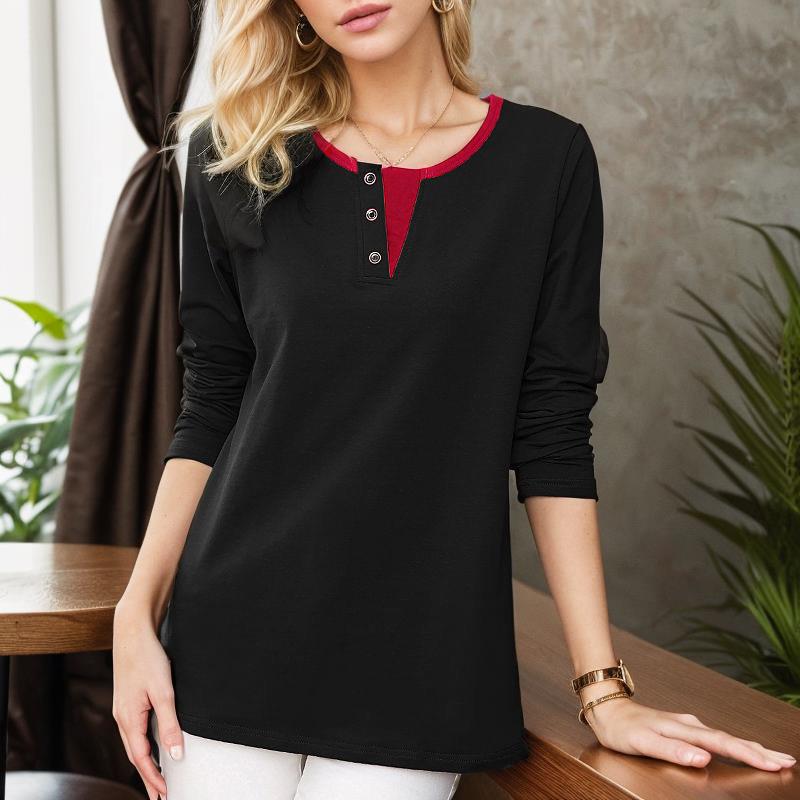 T-shirt manches longues col rond femme, style européen, grande taille, printemps 2024