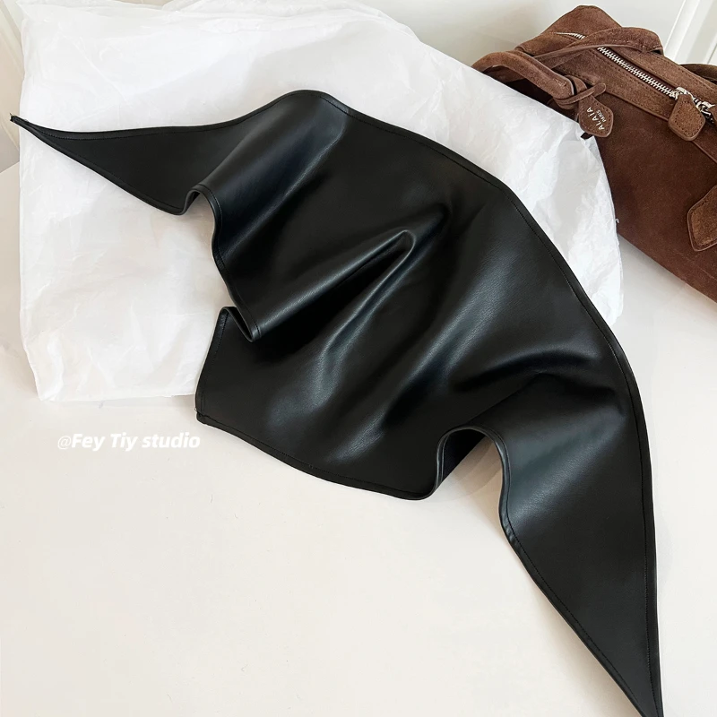 Foulard rétro épicé en cuir PU pour femmes, chapeau carré d'été Y2k, foulard Hip-hop, série coréenne, bandeau polyvalent pour cheveux