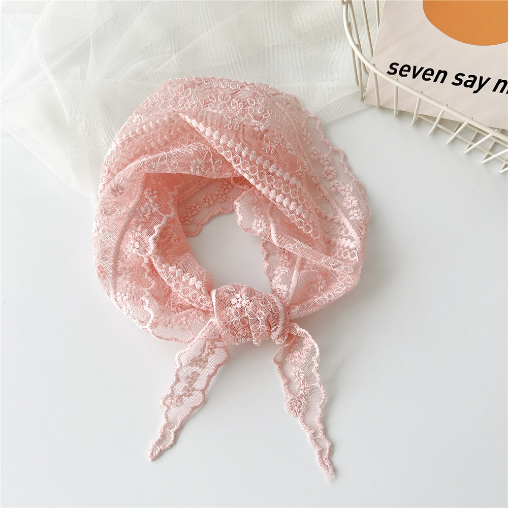 Écharpe en dentelle évidée pour femme, foulard de cheveux, hijab triangle, écharpe de cou, élégant, solide, document, mode féminine, présidence