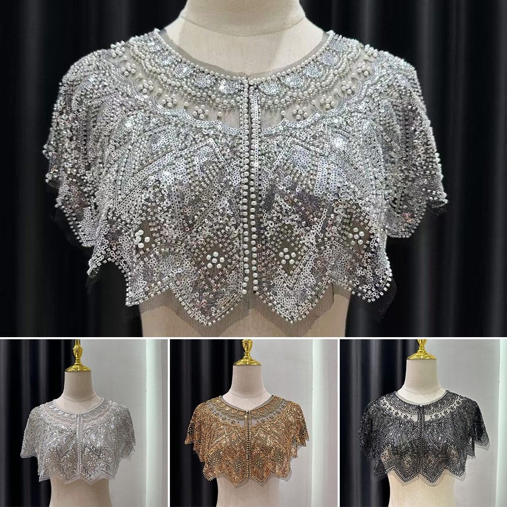 Élégant châle à sequins orné de perles, style Charleston des années 20, pour soirée, vêtement d'extérieur court pour femme