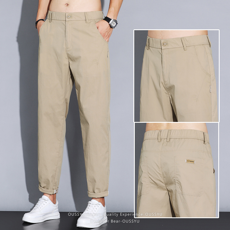Pantalon Chino Homme Été Fin Décontracté Taille Élastique Séchage Rapide pour Travail et Extérieur – Gris, Kaki, Noir