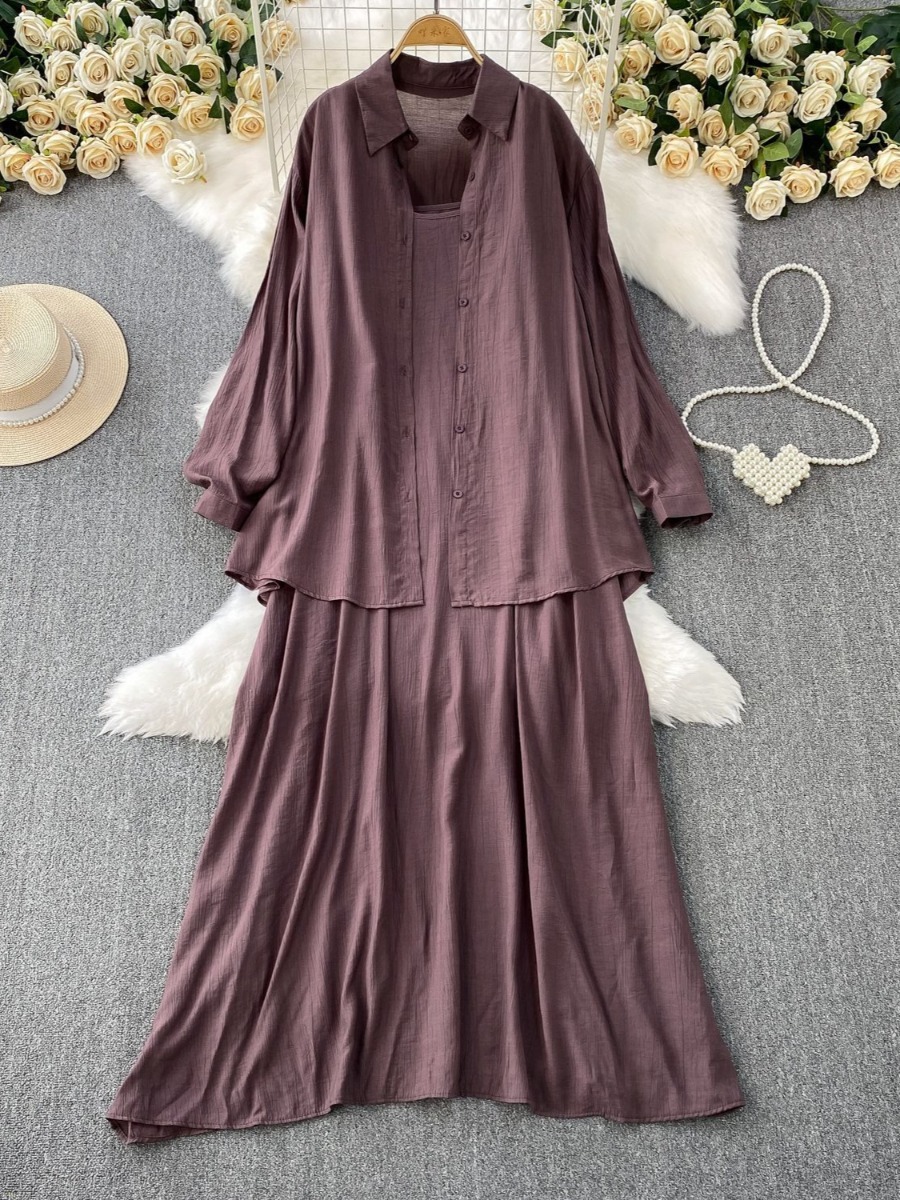 Robe chemise pour femmes musulmanes, ensemble deux pièces, costumes modestes solides, Ensemble musulman du Ramadan, Maroc, dubaï, Abayas, tenues islamiques Jalabiya