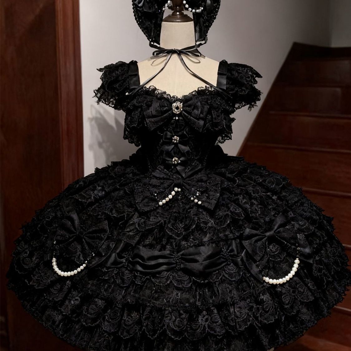 Robe Lolita gothique vintage pour femmes, style victorien, dentelle, volants, manches longues, style princesse, robe de fête quotidienne, cosplay