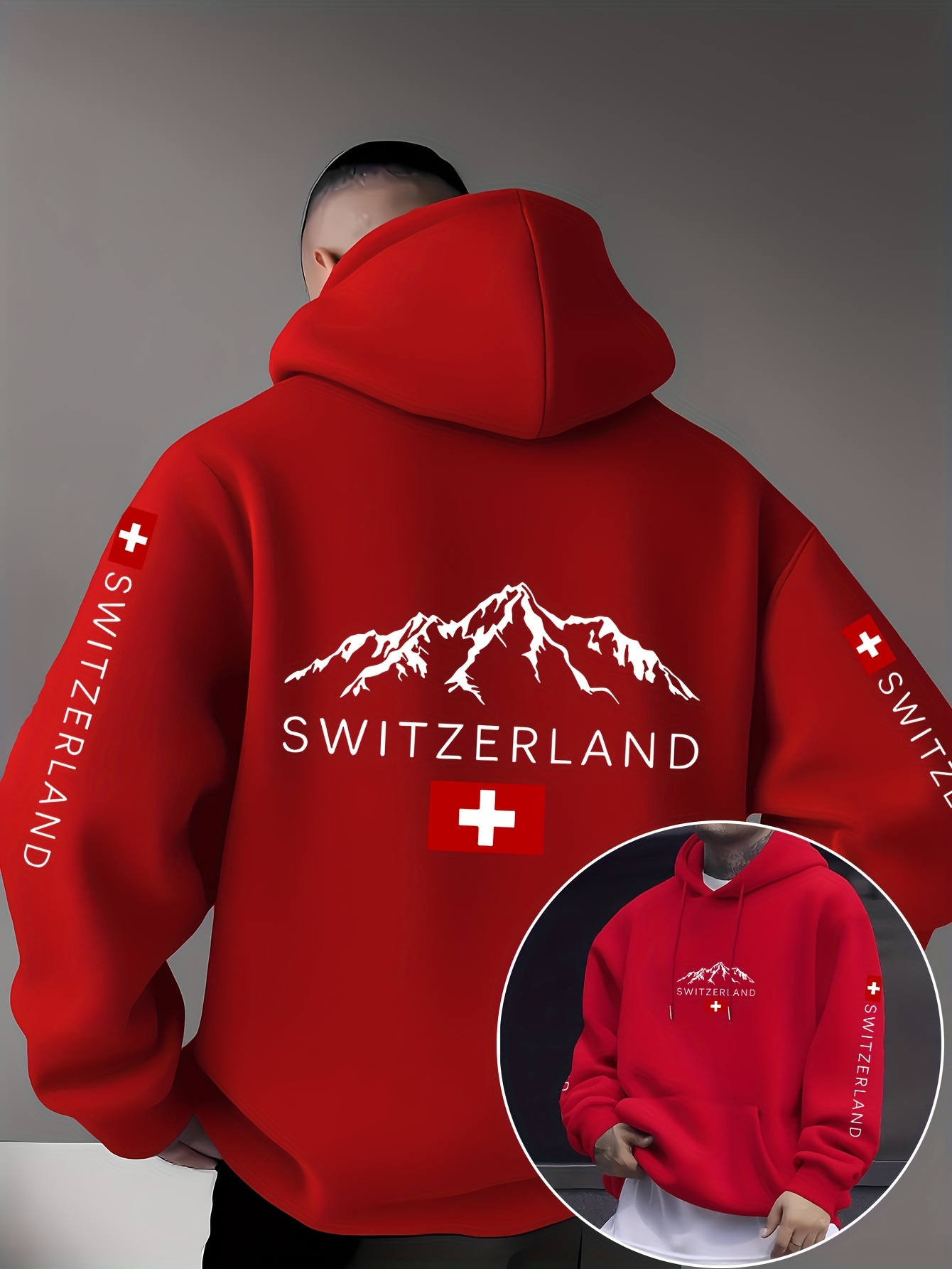 Sweat-shirt à capuche unisexe avec imprimé montagne Suisse, sport, extérieur, décontracté, streetwear, hip-hop, équipe de course, automne-hiver