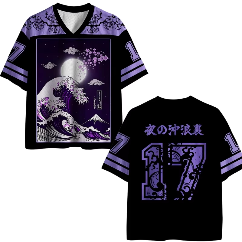 T-shirt de sport unisexe à col en V, style japonais, nouveau style Harajuku, motif animal numérique, Y2k, respirant, séchage rapide, pour adultes