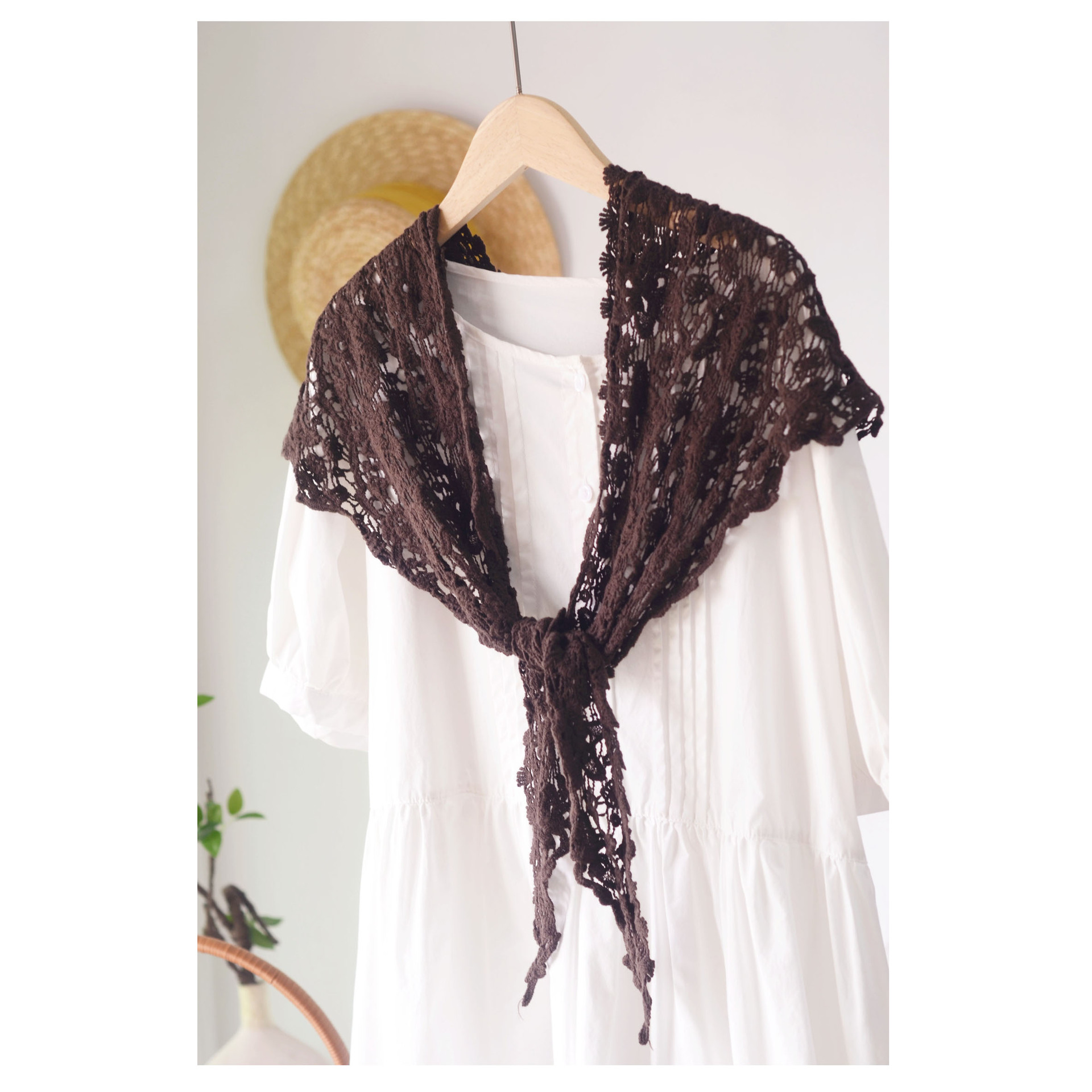 Écharpe Triangle en Coton Fait Main pour Femme, Polyvalente, Couleur Unie, Amissié, Protection du Cou, Châles à Double Usage