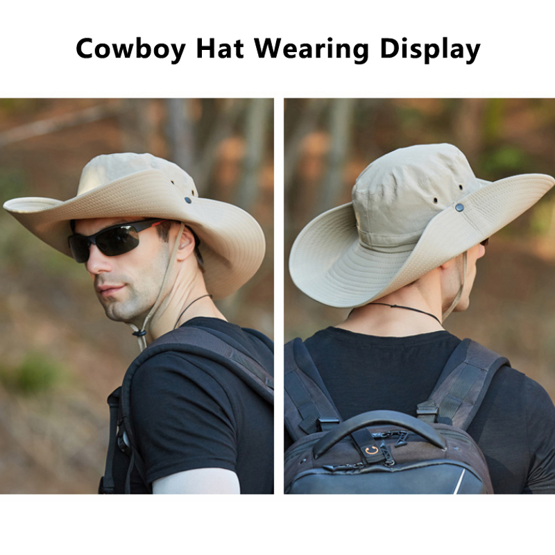 Chapeau d'alpinisme en tissu imperméable pour hommes, chapeaux de soleil anti-UV pour hommes, casquette de pêche en plein air, casquettes à large bord, chapeau Boonie Gorros, E27