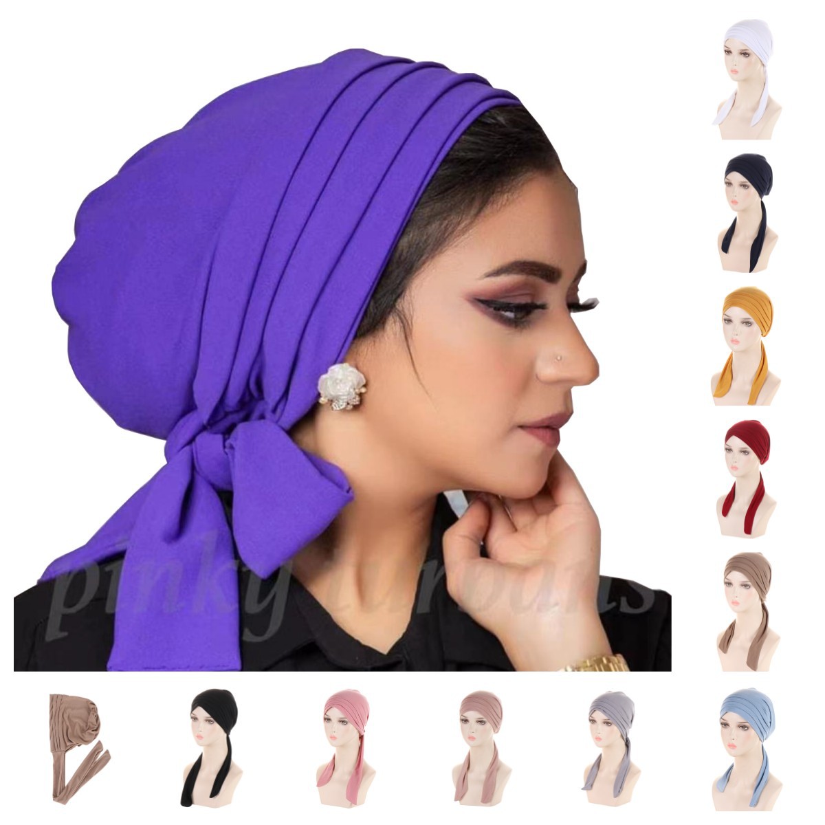 Chapeaux Hijab Turban de couleur unie pour Ramadan, enveloppes de tête à longue queue, chapeaux musulmans élastiques, casquette de chimio respirante pour femmes et filles