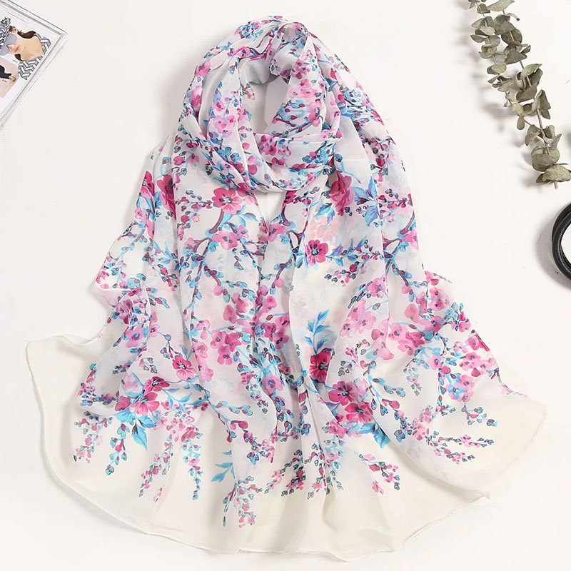 Foulard en mousseline de soie pour femme, châle long, bandana élégant, hijab fin de haute qualité