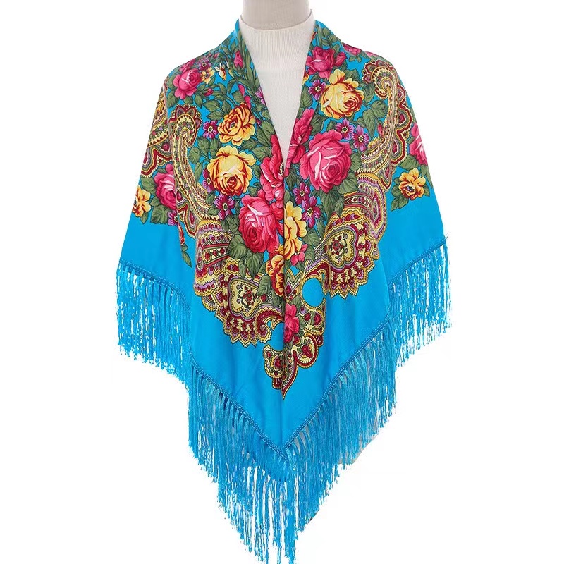 130*130 cm marque de luxe fleur ukrainienne écharpe châle Style ethnique imprimé grande écharpe carrée foulard mode couverture chaude enveloppes