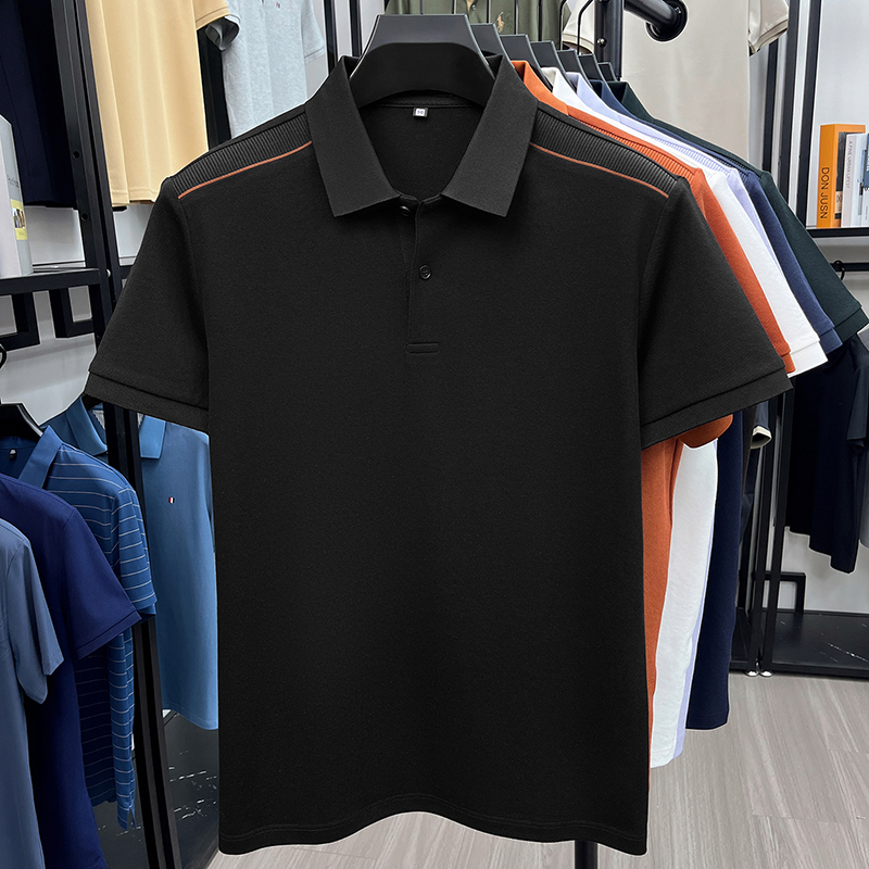 Marque haut de gamme coton mercerisé manches courtes polo Summer Fashion confortable respirant Business Casual monochrome hommes t - shirt