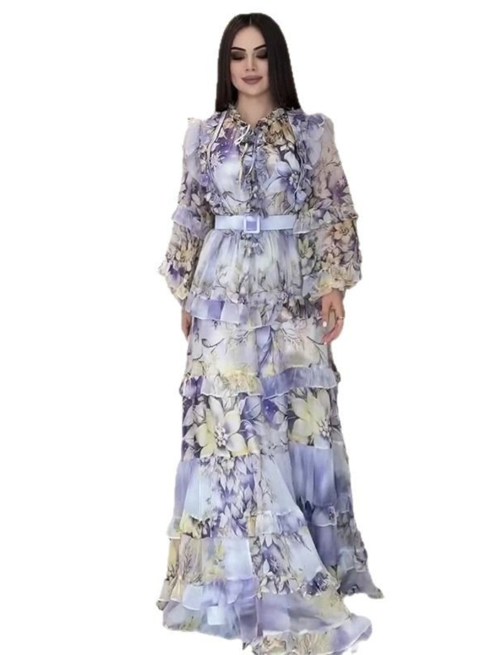 Eid femmes Robe de soirée Abaya musulman à volants imprimé Jalabiya Ramadan doux longues robes robes Largos caftan arabe longue Robe 2025