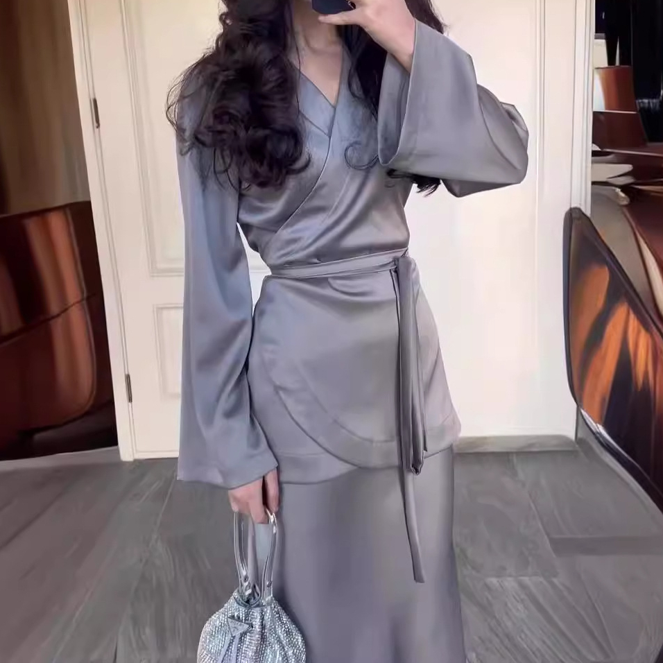 Robe longue à manches longues pour femmes musulmanes, robe de soirée sexy, coupe couvertes, ligne A, lacets, épissure, taille haute, élégante, monochromatique, éducative