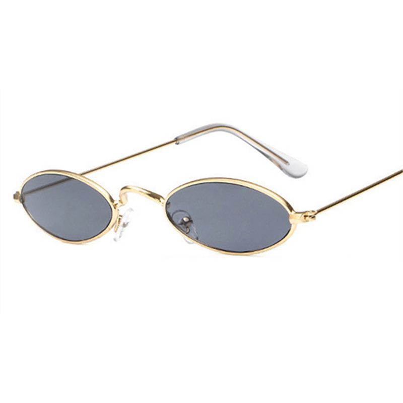 Vintage lunettes de soleil ovales hommes lunettes de soleil femmes rétro cadre en métal rouge minuscule rond maigre oeil verre femme petite fête lunettes UV400