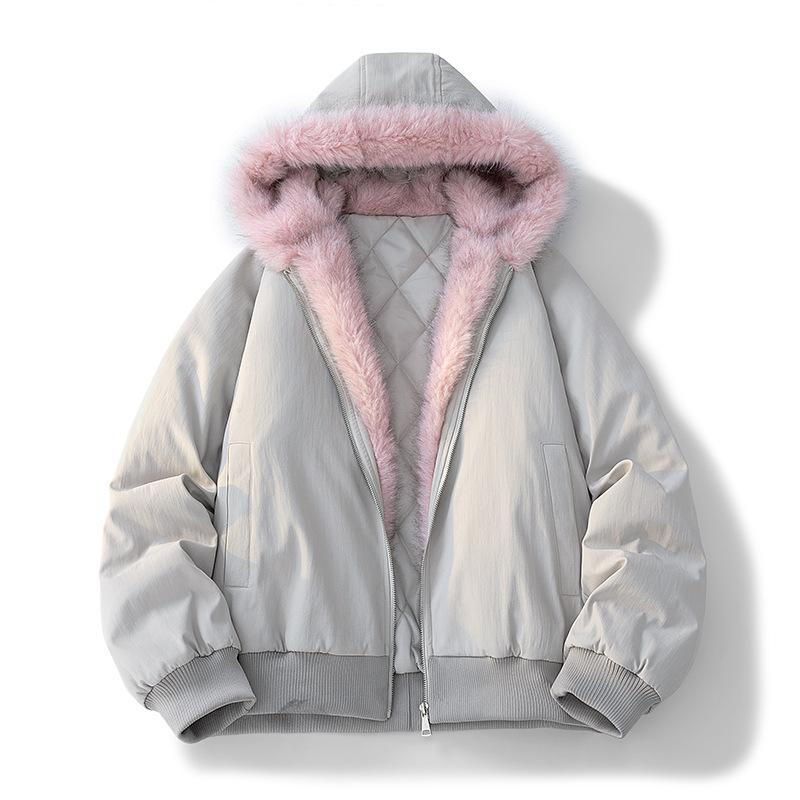 Veste d'hiver homme femmes col de fourrure mode Parka épais manteau chaud surdimensionné veste décontractée ample à capuche américain Streetwear Cool