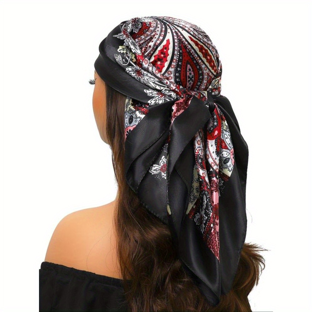 Écharpe carrée imprimée Paisley de Style bohème pour femmes, foulard de mode Vintage, accessoires de cheveux de mode pour femmes et filles
