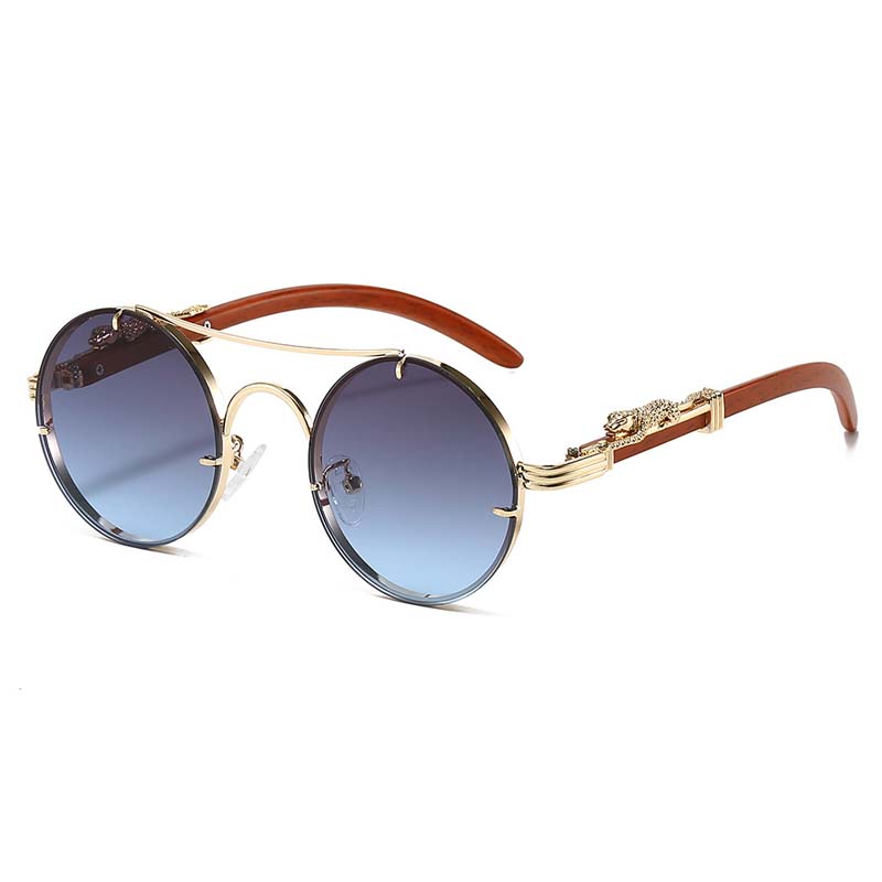 Lunettes de soleil rondes vintage pour hommes, mode, double pont, verres multicolores, design rétro pour femmes, lunettes de soleil tendance, marque de luxe