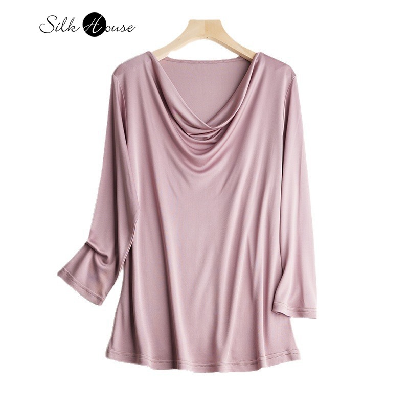 InjDesign-Chemise à manches longues et col oscillant pour document, chemise décontractée polyvalente, mûrier naturel, manches trois quarts, solide, 23%