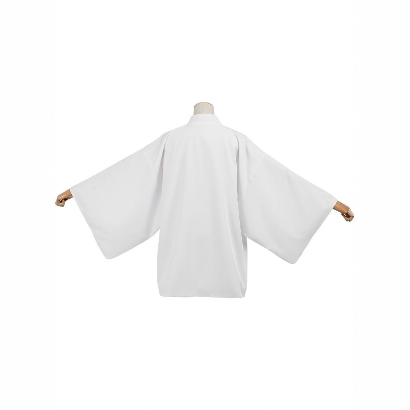 Manteau japonais Haori Kimono blanc pur à devant ouvert, vêtement d'extérieur japonais traditionnel ample, adapté aux jeux de rôle et aux costumes de scène