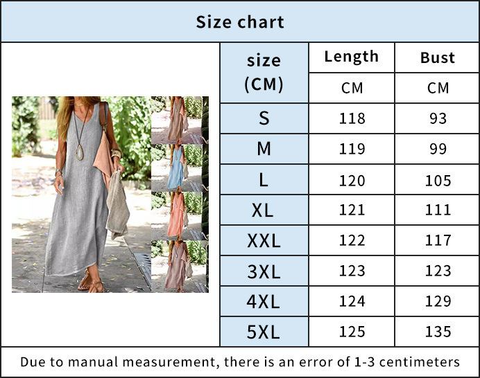 Robes pour femmes 2026 Nouvelle collection été Coton Lin Couleur Unie Col V Sans Manches Longues Robes Vêtements Femme Vestidos