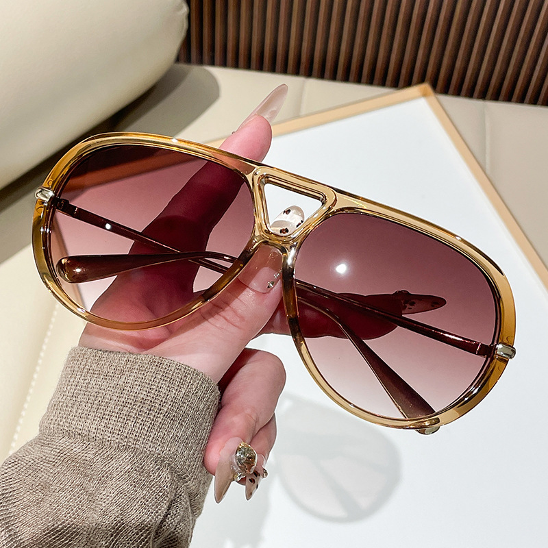 Lunettes de soleil oversize pilote 2026, nouveau modèle vintage à double pont, pour femme, design de marque de luxe tendance, protection UV400 pour l'extérieur