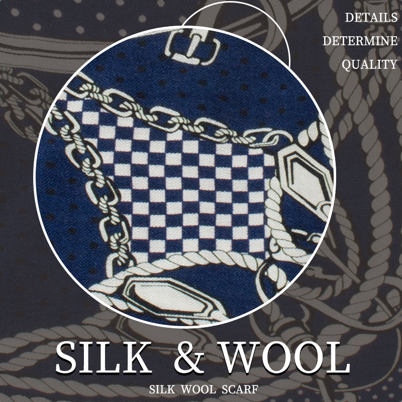 Foulard carré imprimé équestre pour femme 65x65cm en mélange soie et laine, châle chaud d'hiver de luxe, accessoire de mode pour une couverture élégante