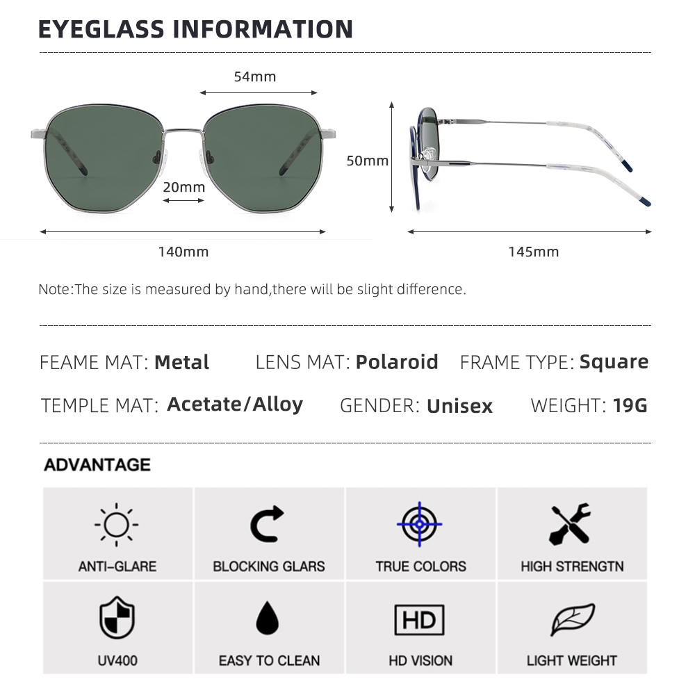 Lunettes de soleil polarisées carrées pour femmes et hommes, petites lunettes hexagonales à verres polarisés, lunettes de soleil tendance, lunettes classiques, protection UV400