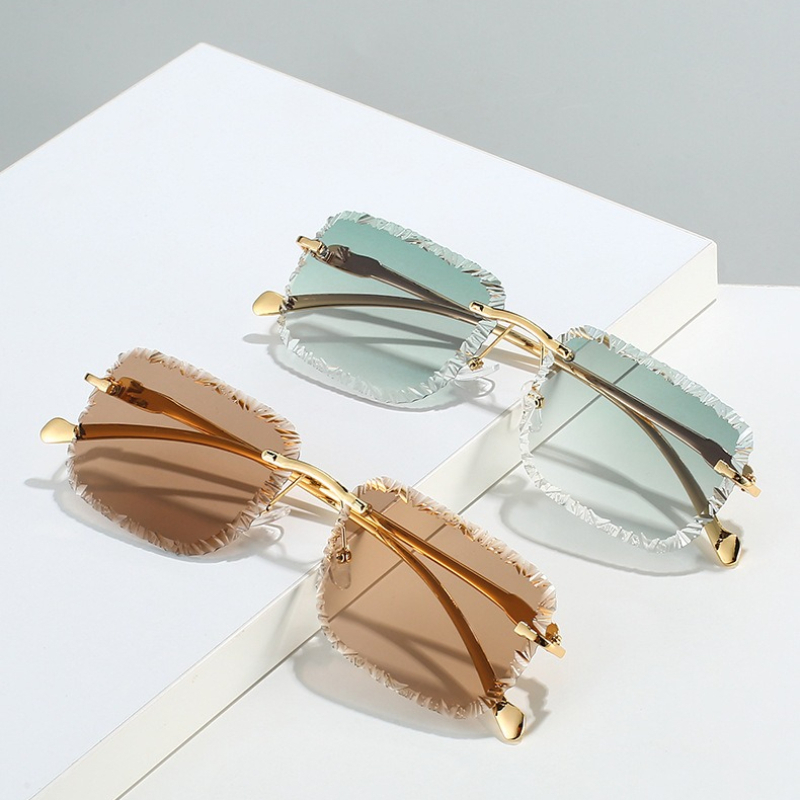 Lunettes de soleil carrées vintage pour femmes, design de marque de luxe sans monture, tendance, dégradées, pour hommes, style décontracté