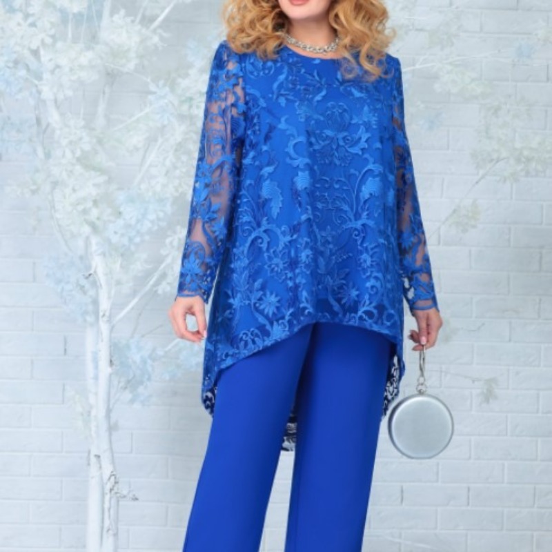 Robe de soirée pour femmes, pantalon en dentelle brodée, ensemble de robe de cocktail deux pièces, taille plus, ensemble deux pièces pour femmes, été