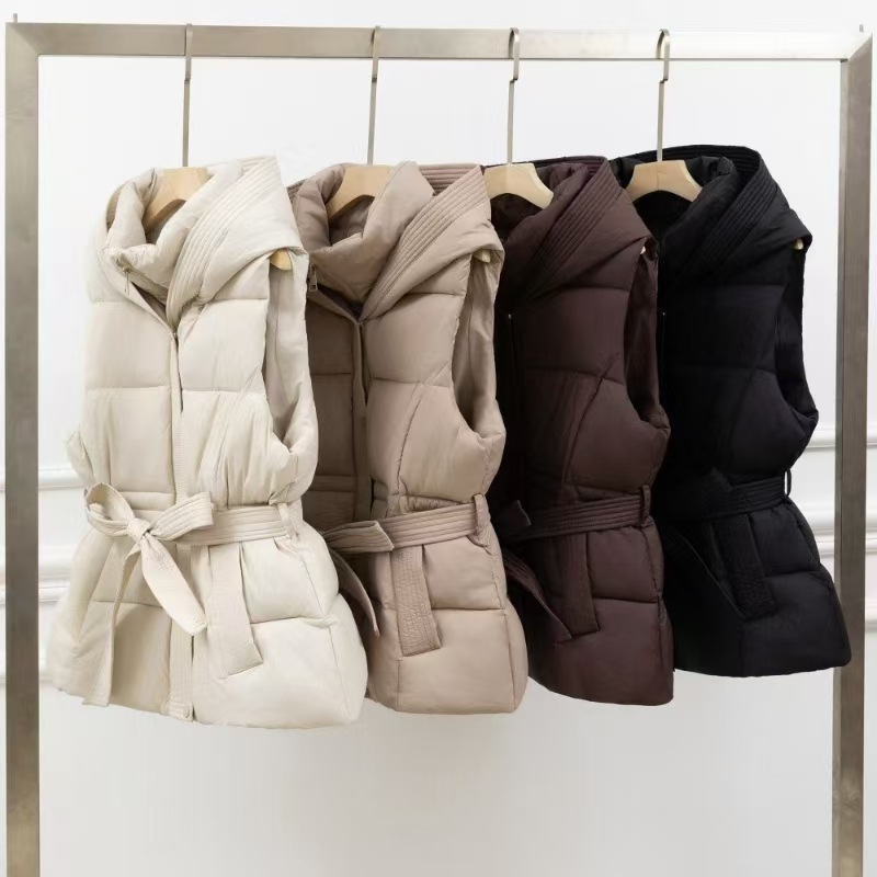 Hiver vers le bas coton gilet veste femmes 2025 nouveau sans manches à capuche bouffant Parkas chaud gilet manteau femme gilet dames pardessus
