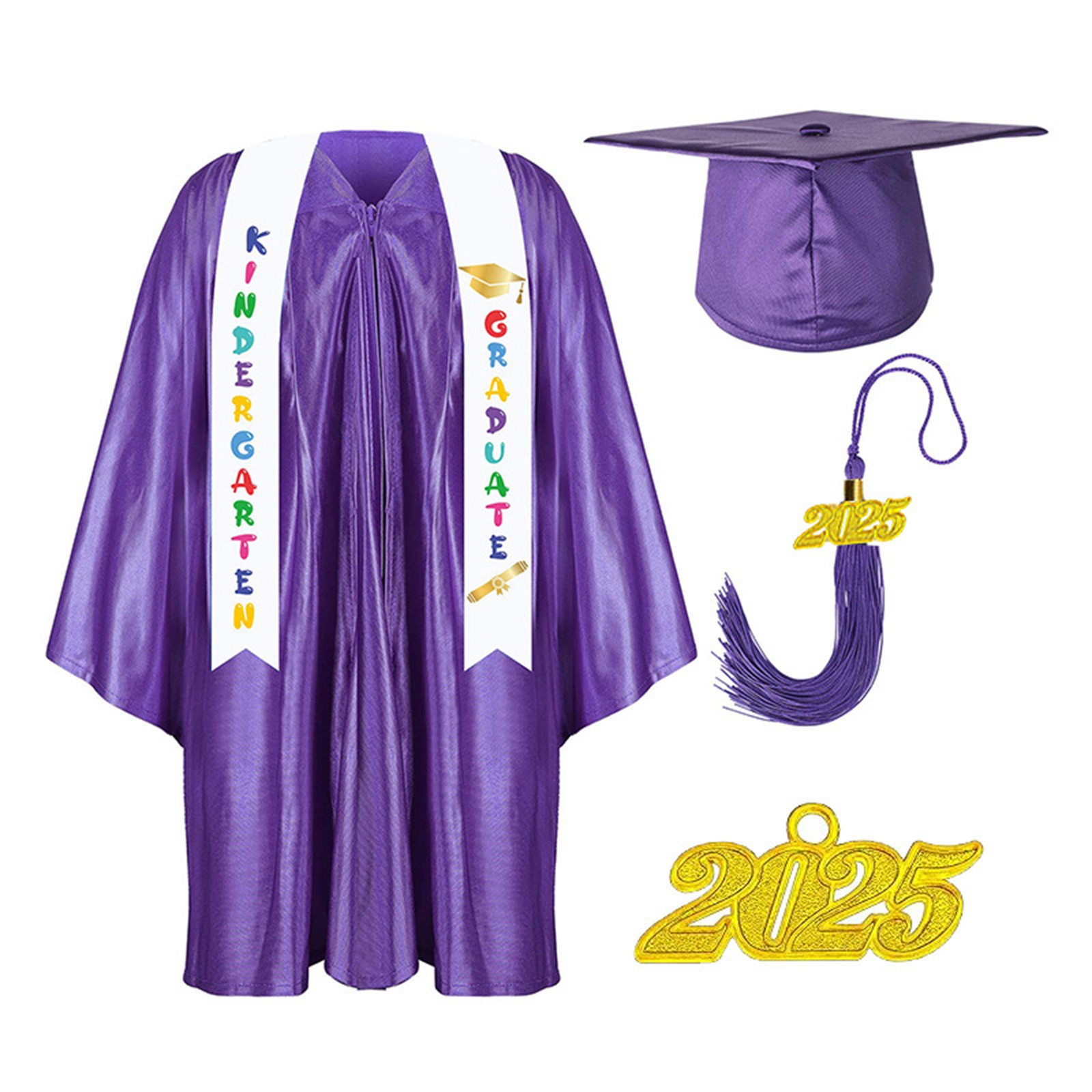 Robe académique pour enfants, uniformes scolaires pour enfants d'âge préscolaire, robe de remise de diplôme, châle, ensemble de casquettes à pampilles, vêtements de fête