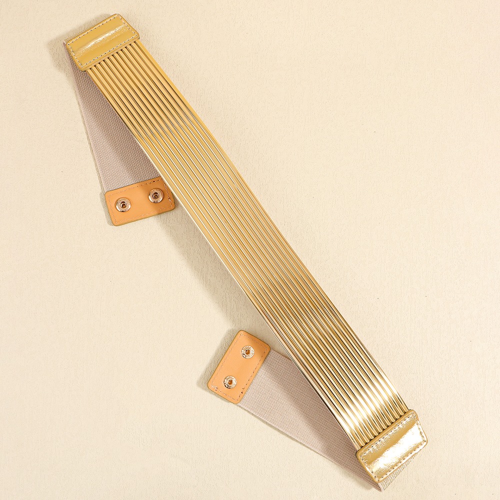 Ceinture de taille dorée pour femme, élastique, large, serrée, brillante, haute qualité