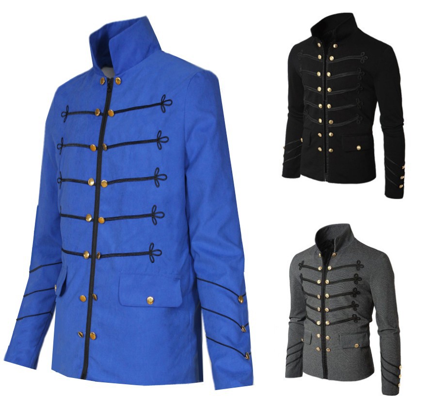 Steampunk hommes vêtements gothiques vestes militaires veste Vintage médiévale col montant Rock redingote manteau hommes rétro Punk manteau