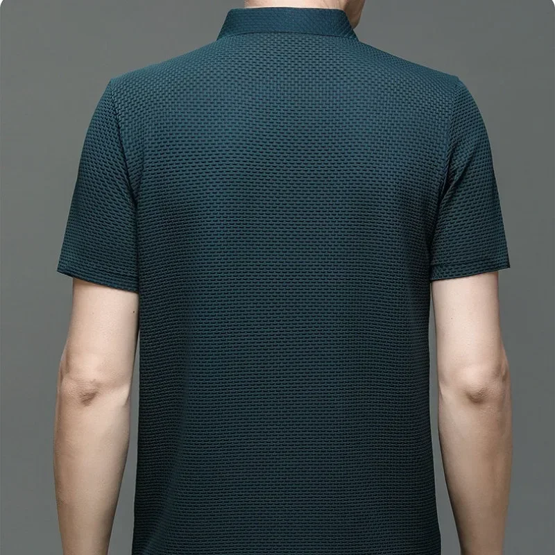 T-Shirt à manches courtes pour hommes, respirant, en soie glacée, à la mode, vêtements de marque, été, ajouré, 2026
