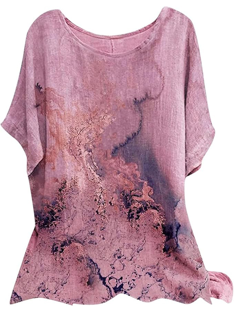 Grande taille t-shirt hauts été femmes à manches courtes col rond imprimé fleuri hauts amples t-shirt décontracté t-shirt à capuche