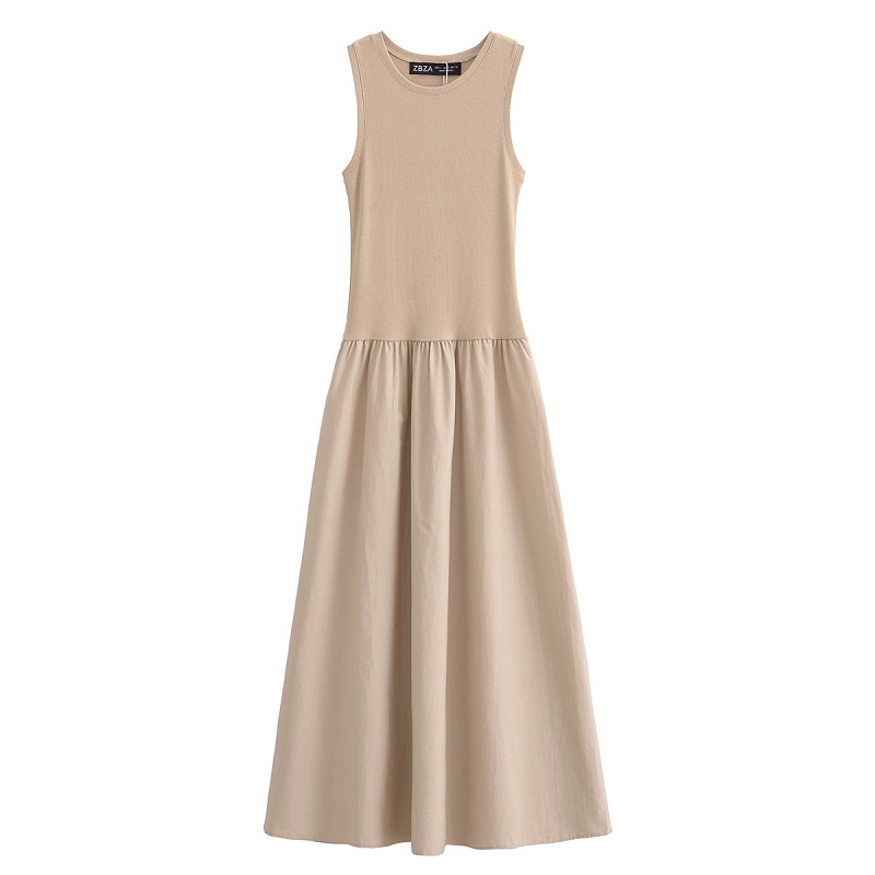 MUJER noir plissé longues robes pour femmes tricoté sans manches robe Maxi femme Vintage fête femmes robes printemps tenue décontractée