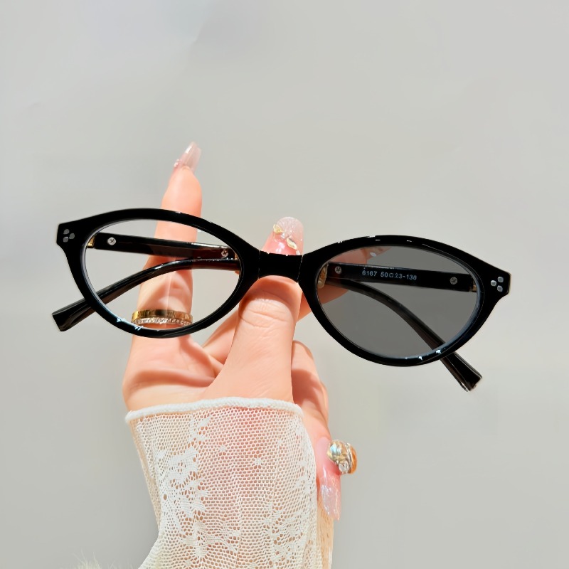 Lunettes de myopie photochromiques pliables à monture ovale pour femmes, portables, ultralégères, anti-lumière bleue, à changement de couleur, pour la vue de près