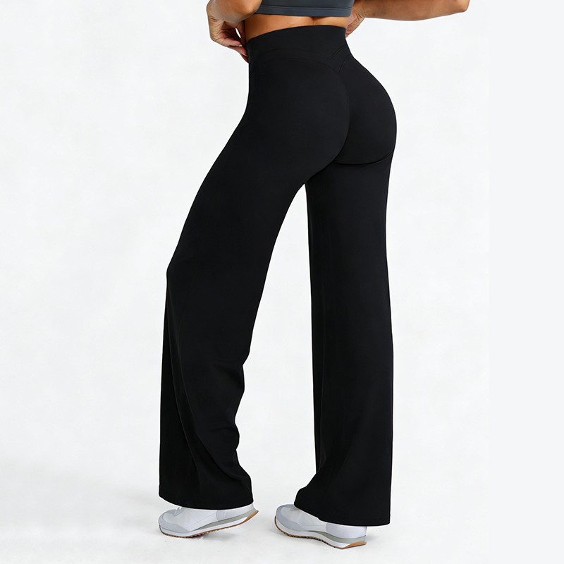 Leggings de sport et yoga taille haute évasés pour femme, sensation seconde peau, effet push-up fessier, pantalon large pour le sport, le Pilates et la course à pied