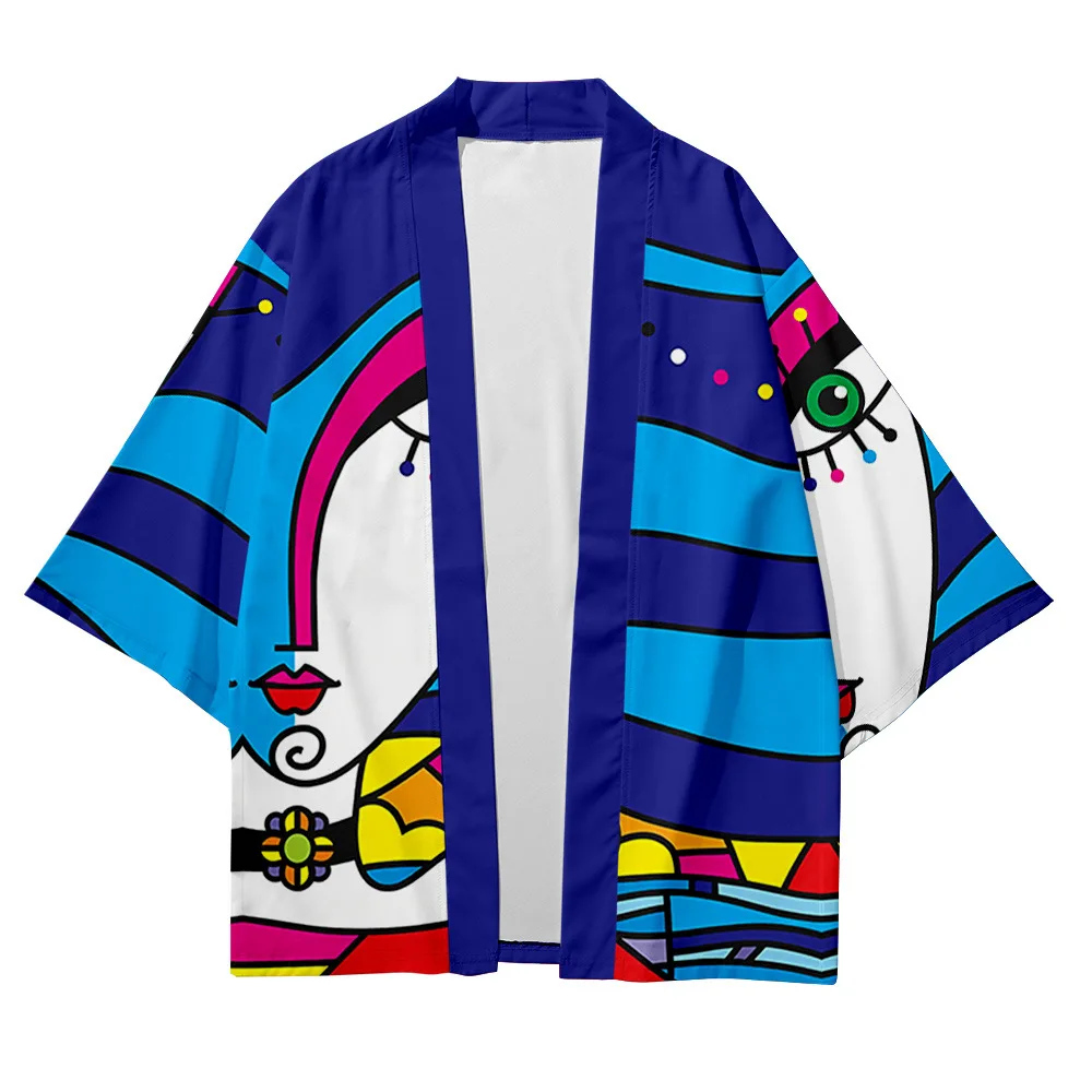 Kimono japonais pour hommes et femmes, éléments d'art traditionnel, manteau ample et fin, cardigan kimono asiatique