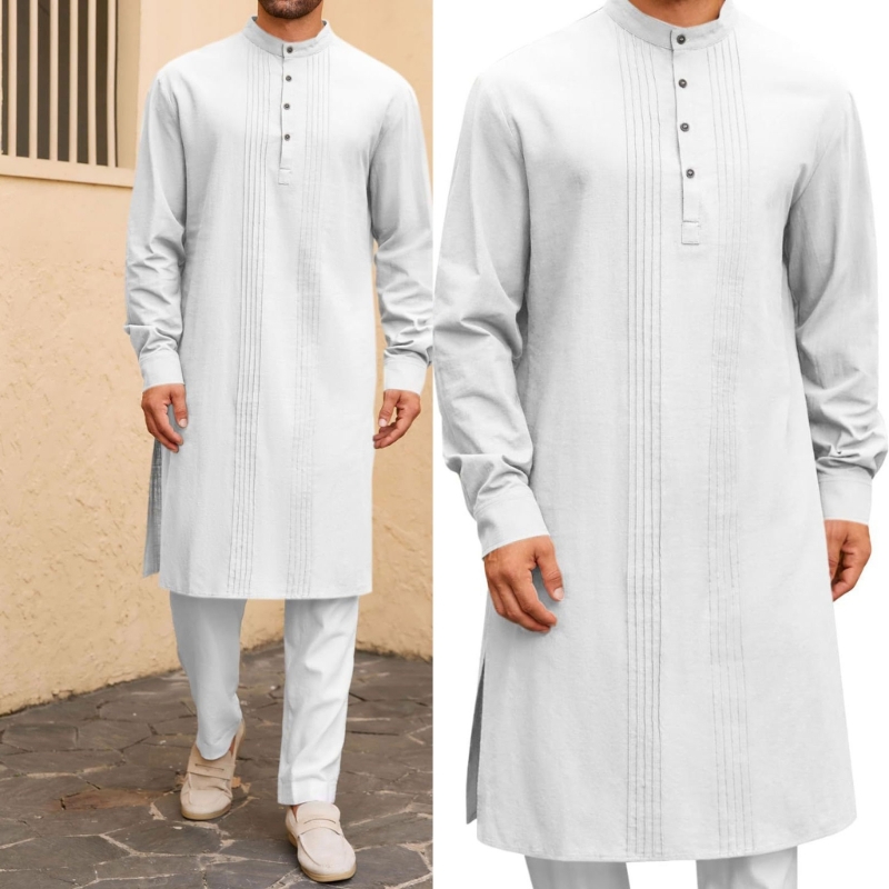Robe islamique à manches longues G92D pour hommes, offrant une couverture complète élégante lors des cérémonies religieuses des événements sociaux