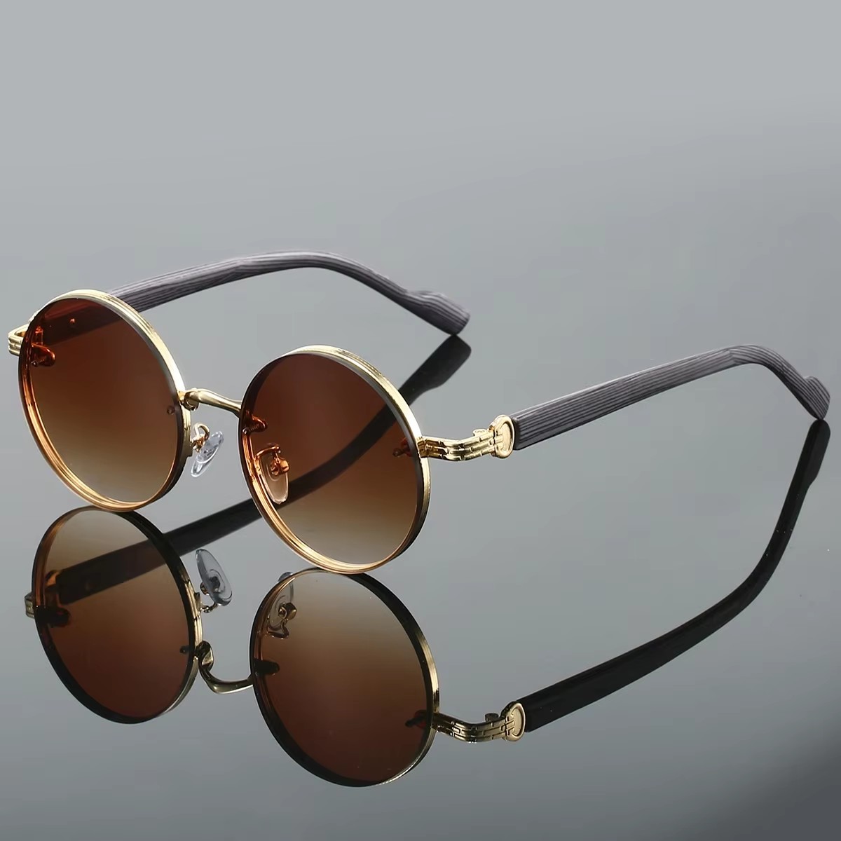 Lunettes de soleil rondes vintage 2026, mode classique, dégradé, lunettes de soleil d'extérieur, tendance, design de marque de luxe, monture en métal, lunettes de soleil 2453