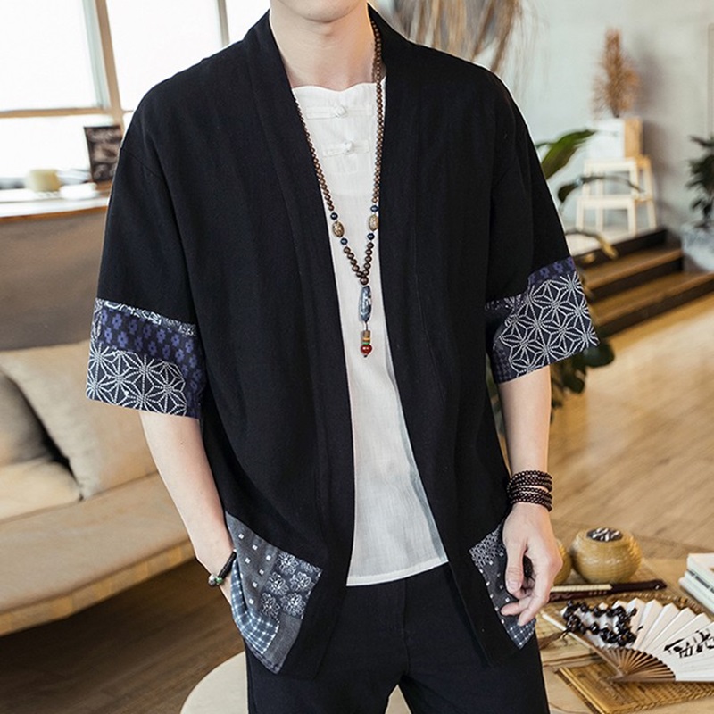 Japonais hommes Cardigan Kimono traditionnel japonais samouraï vêtements Streetwear Yukata homme chemise Haori hommes Kimono chemise 4XL 5XL