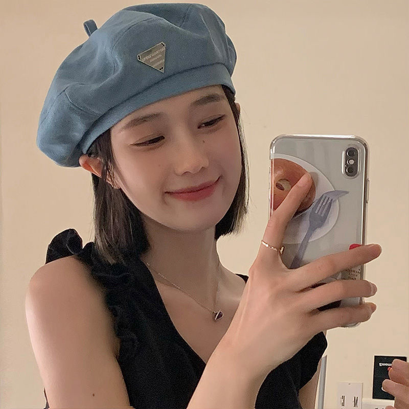 Bérets en denim pour femmes, chapeau octogonal rétro, casquette de peintre d'artiste, bonnet monochrome élégant, Y2K, Kpop, Egirl, Newsboy, mode coréenne
