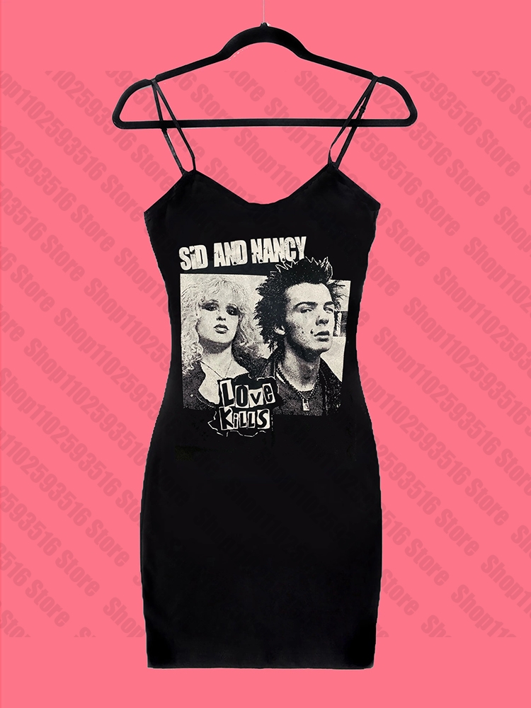 Robes sexy Vêtements gothiques Robe vintage Rock Harajuku Goth Graphic Y2k Vêtements Noir Mini Robe Punk Emo Party Courte Femme