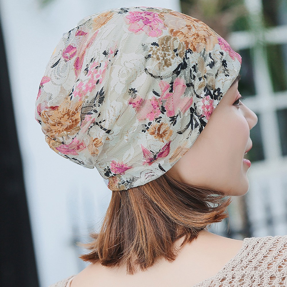 Printemps automne mince femmes Skullies bonnets dame mode dentelle conception chapeaux pour filles Feminino Stretch Turban inde musulman Wrap