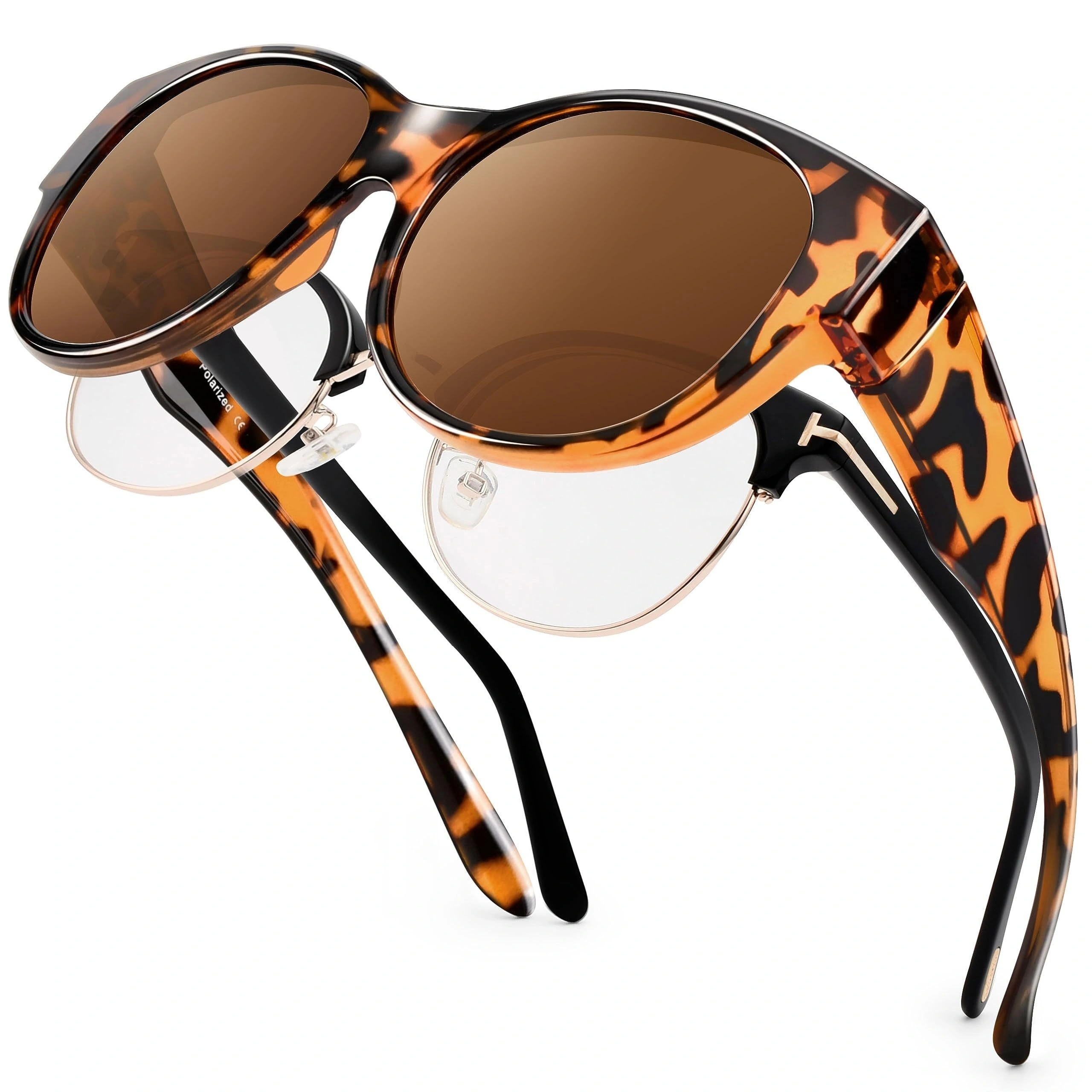 Lunettes de soleil polarisées adaptées aux lunettes, aux lunettes de soleil pour les femmes pour sortir sur les lunettes Lightweight-SG0179